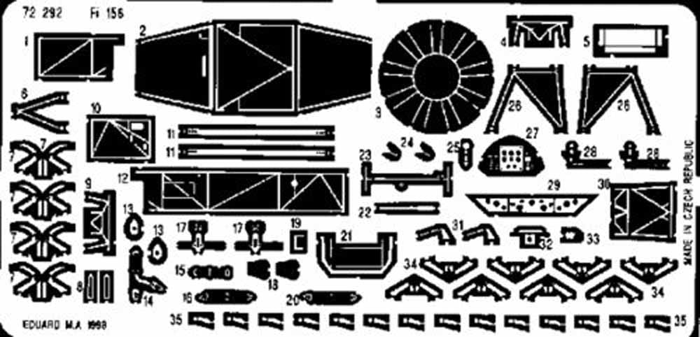 Eduard 72292 Etched Aircraft Detailling Set 1:72 Fieseler Fi-156 'Storch'