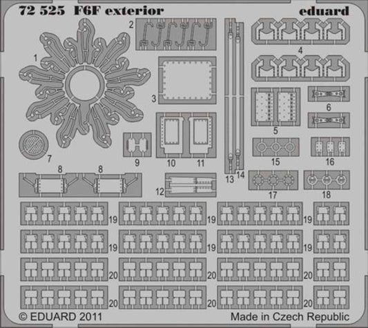 Eduard 72525 Etched Aircraft Detailling Set 1:72 Grumman F6F-3 Hellcat exterior