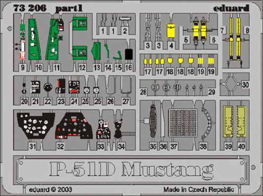 Eduard 73206 Etched Aircraft Detailling Set 1:72 North-American P-51D Mustang Pr