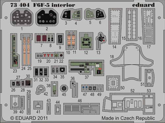 Eduard 73404 Etched Aircraft Detailling Set 1:72 Grumman F6F-5 Hellcat interior