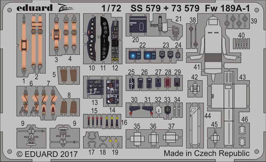 Eduard 73579 Etched Aircraft Detailling Set 1:72 Focke-Wulf Fw-189A-1