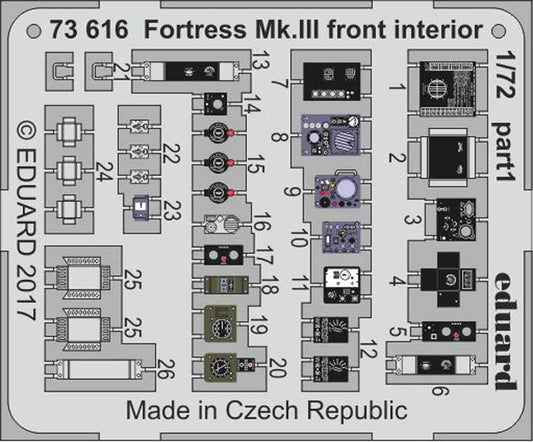 Eduard 73616 Etched Aircraft Detailling Set 1:72 Boeing Fortress MK.III front in