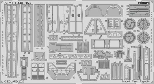 Eduard 73715 Etched Aircraft Detailling Set 1:72 Grumman F-14A Tomcat
