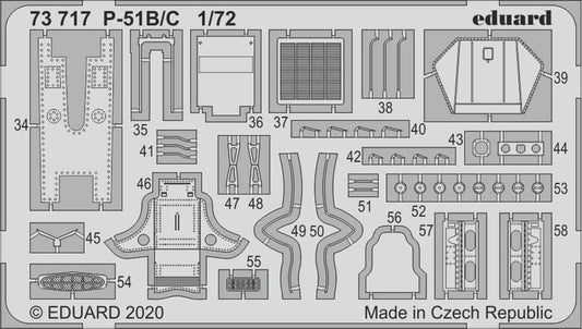 Eduard 73717 Etched Aircraft Detailling Set 1:72 North-American P-51B/C Mustang