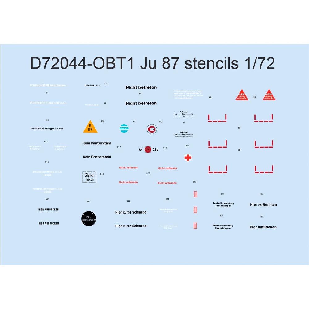 Eduard 72044 Junkers Ju-87 Stuka Stencils 1:72 Set for Revell 03829 Model Kit