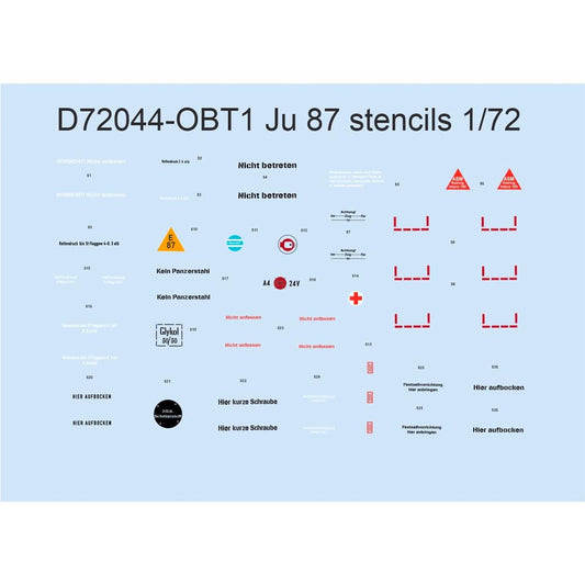 Eduard 72044 Junkers Ju-87 Stuka Stencils 1:72 Set for Revell 03829 Model Kit