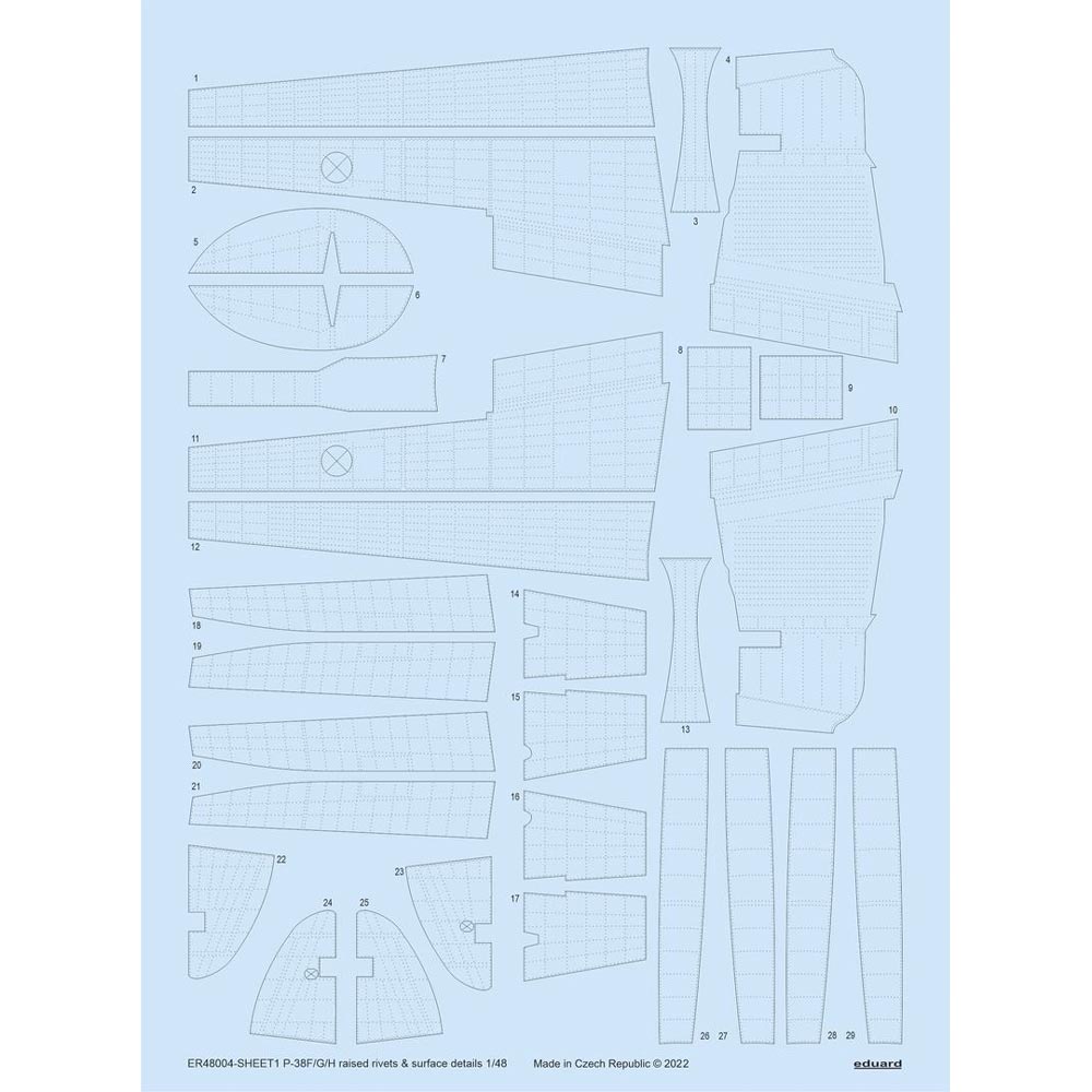 Eduard 48004 Lockheed P-38F/G/H Lightning Raised Rivets & Surface 1:48 Set