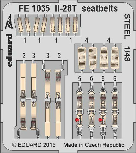 Eduard FE1035 Etched Aircraft Detailling Set 1:48 Ilyushin Il-28T Beagle seatbel