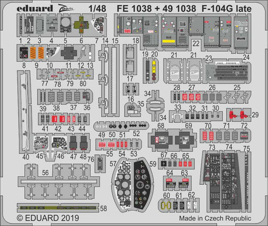 Eduard FE1038 Etched Aircraft Detailling Set 1:48 Lockheed F-104G Starfighter la