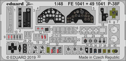 Eduard FE1041 Etched Aircraft Detailling Set 1:48 Lockheed P-38F Lightning instr