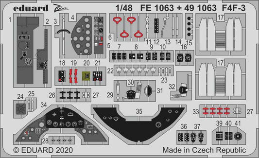 Eduard FE1063 Etched Aircraft Detailling Set 1:48 Grumman F4F-3 Hellcat