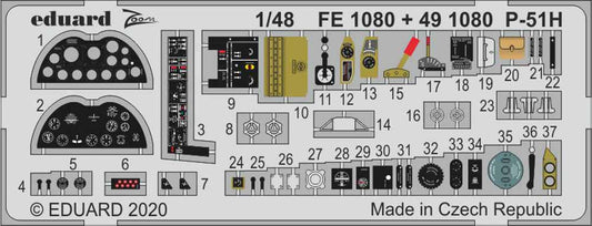 Eduard FE1080 Etched Aircraft Detailling Set 1:48 North-American P-51H Mustang