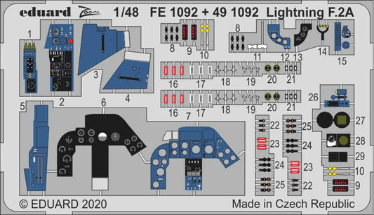Eduard FE1092 Etched Aircraft Detailling Set 1:48 BAC/EE Lightning F.2A/F.6