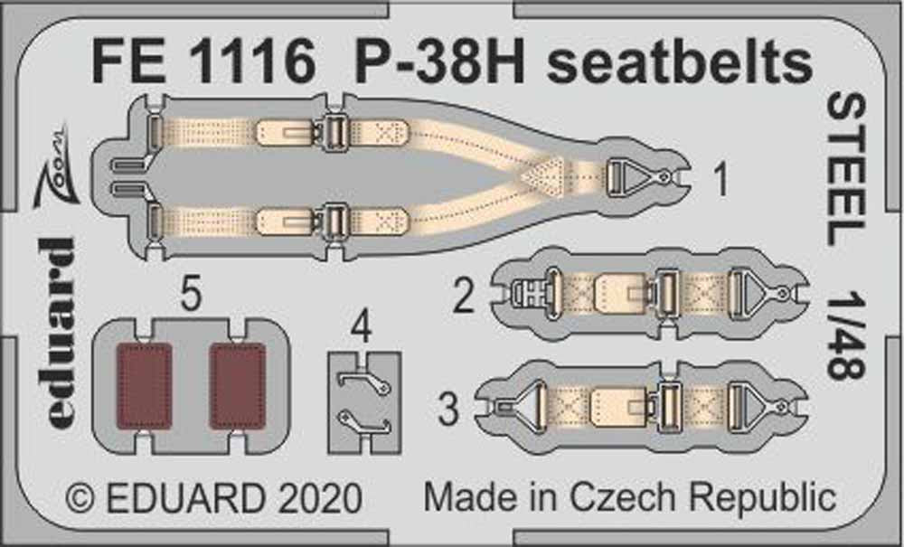 Eduard FE1116 Etched Aircraft Detailling Set 1:48 Lockheed P-38H Lightning seatb