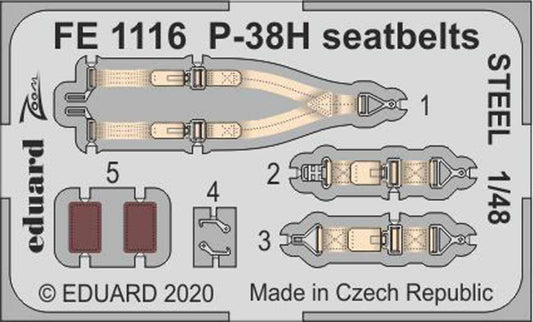 Eduard FE1116 Etched Aircraft Detailling Set 1:48 Lockheed P-38H Lightning seatb