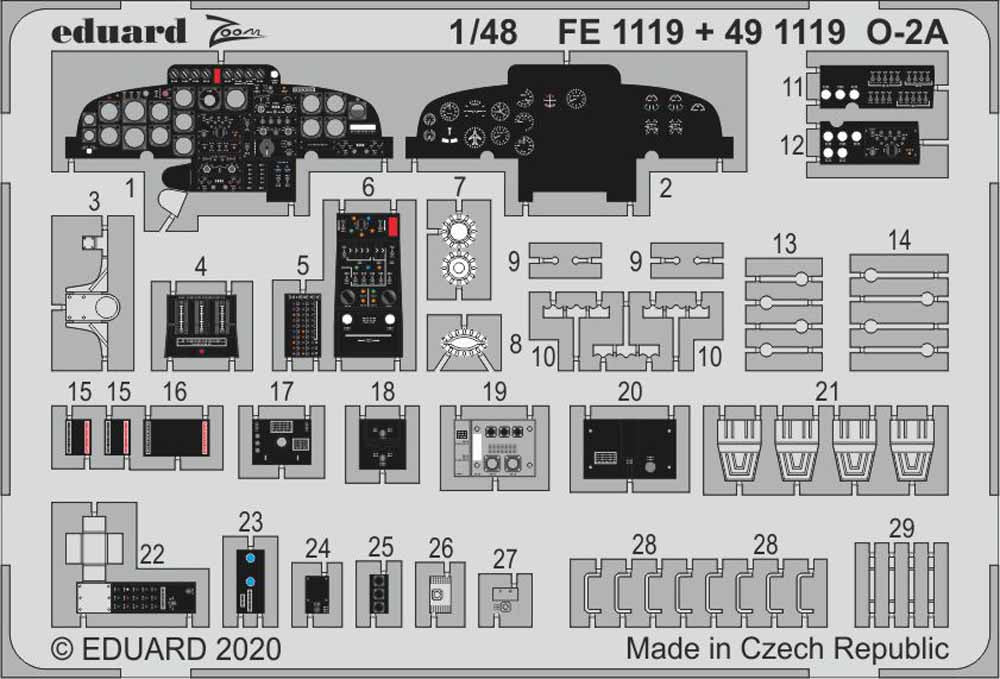 Eduard FE1119 Etched Aircraft Detailling Set 1:48 Cessna O-2A Skymaster