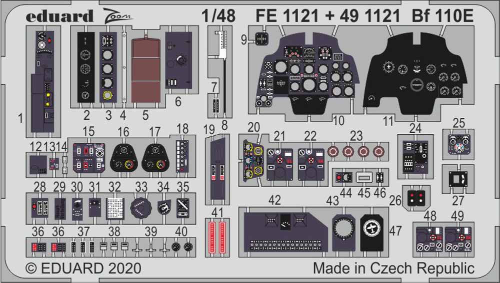 Eduard FE1123 Etched Aircraft Detailling Set 1:48 Mikoyan MiG-19PM/MiG-19S seatb