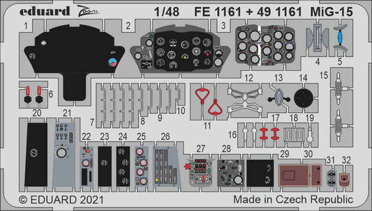 Eduard FE1161 Etched Aircraft Detailling Set 1:48 Mikoyan MiG-15