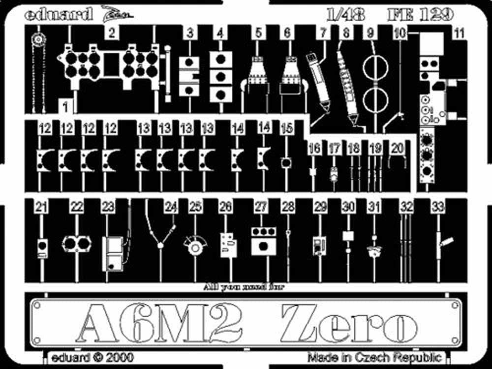 Eduard FE129 Etched Aircraft Detailling Set 1:48 Mitsubishi A6M2 'Zero'