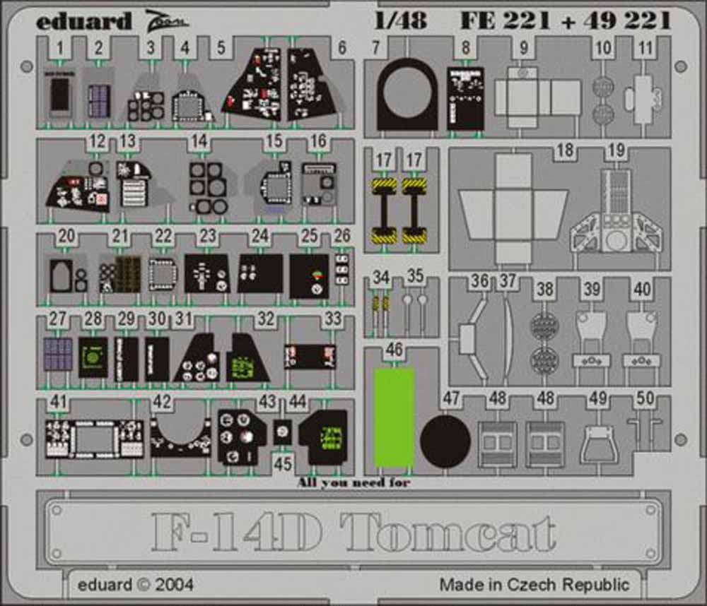 Eduard FE221 Etched Aircraft Detailling Set 1:48 Grumman F-14D Tomcat Pre-painte