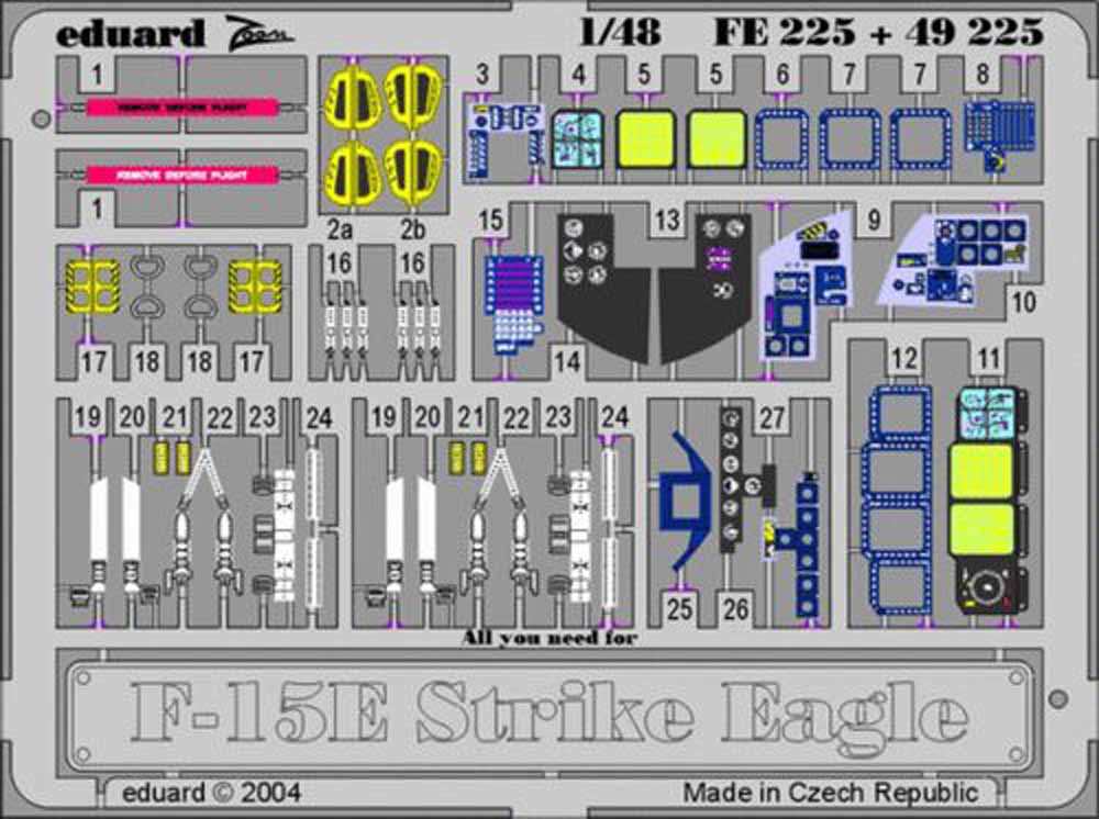 Eduard FE225 Etched Aircraft Detailling Set 1:48 McDonnell F-15E Strike Eagle Pr