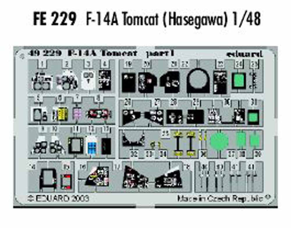 Eduard FE229 Etched Aircraft Detailling Set 1:48 Grumman F-14A Tomcat Pre-painte