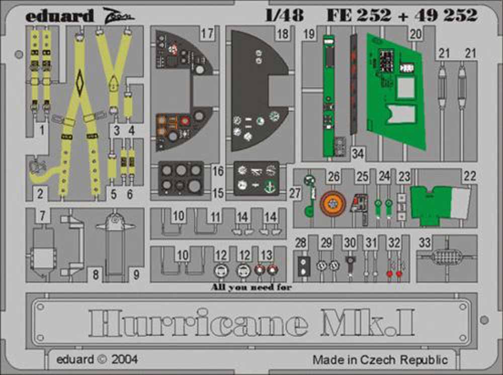 Eduard FE252 Etched Aircraft Detailling Set 1:48 Hawker Hurricane Mk.I Pre-paint