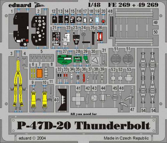 Eduard FE269 Etched Aircraft Detailling Set 1:48 Republic P-47D-20 Thunderbolt P