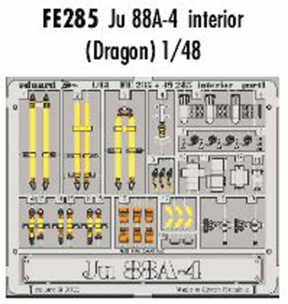 Eduard FE285 Etched Aircraft Detailling Set 1:48 Junkers Ju-88A-4 interior Pre-p