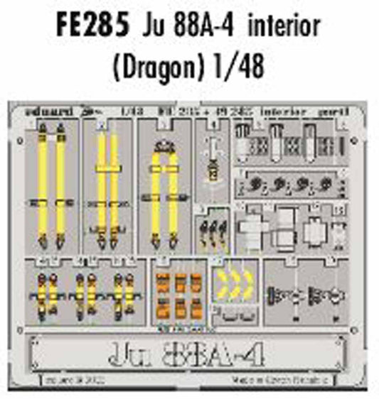 Eduard FE285 Etched Aircraft Detailling Set 1:48 Junkers Ju-88A-4 interior Pre-p