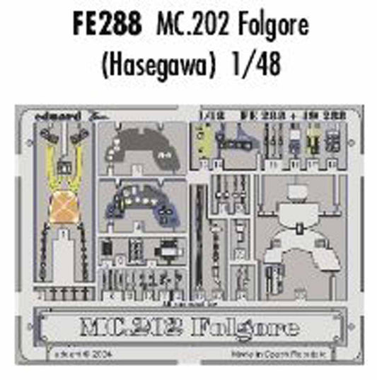 Eduard FE288 Etched Aircraft Detailling Set 1:48 Macchi C.202 Pre-painted in Col