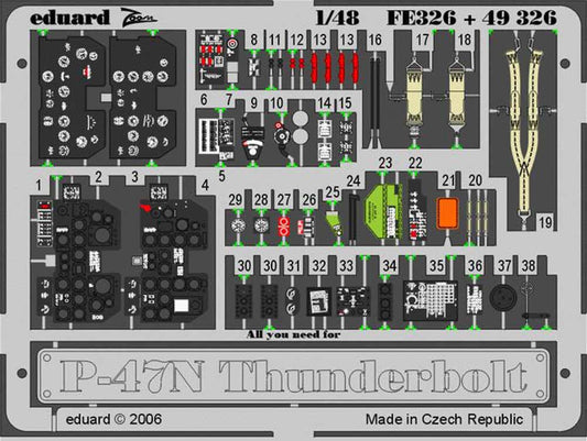 Eduard FE326 Etched Aircraft Detailling Set 1:48 Republic P-47N Thunderbolt Pre-