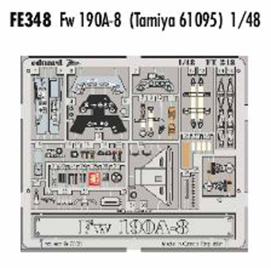 Eduard FE348 Etched Aircraft Detailling Set 1:48 Focke-Wulf Fw-190A-8 Pre-painte