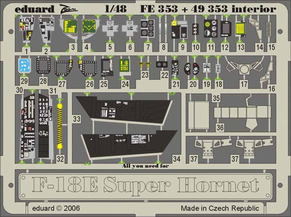 Eduard FE353 Etched Aircraft Detailling Set 1:48 Boeing F/A-18E Super Hornet int