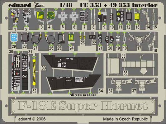 Eduard FE353 Etched Aircraft Detailling Set 1:48 Boeing F/A-18E Super Hornet int