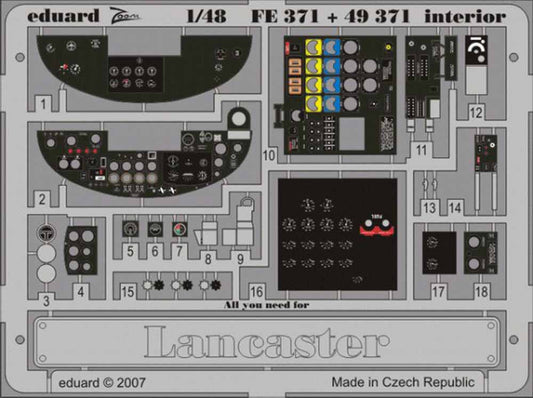Eduard FE371 Etched Aircraft Detailling Set 1:48 Avro Lancaster B.I/III interior