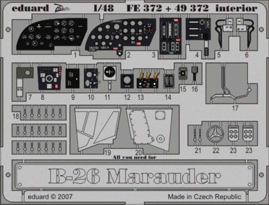 Eduard FE372 Etched Aircraft Detailling Set 1:48 Martin B-26 Marauder interior P