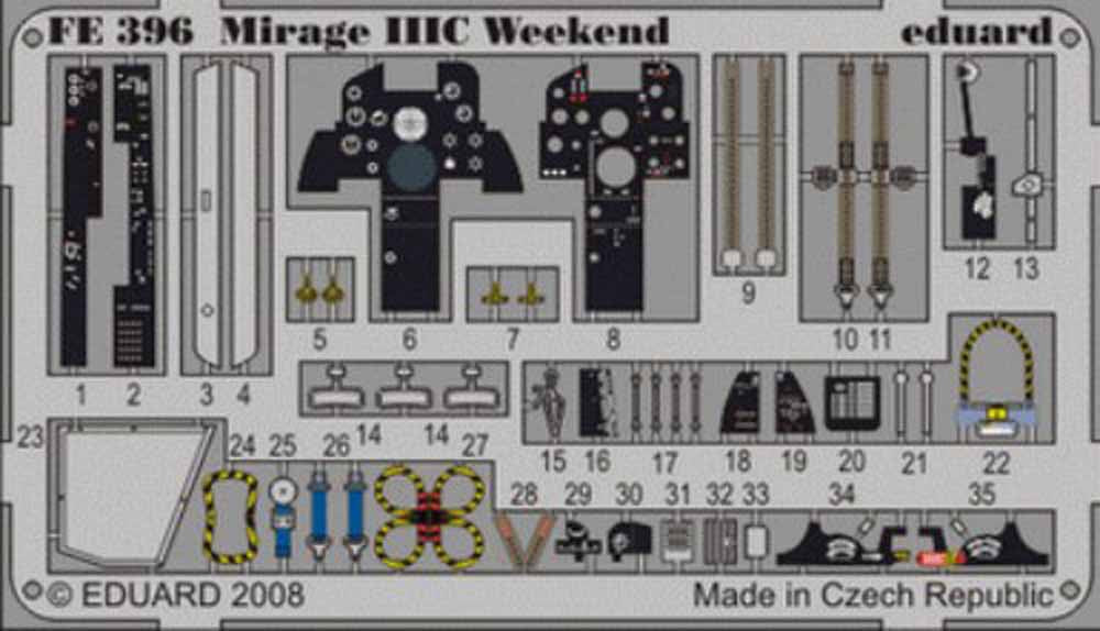 Eduard FE396 Etched Aircraft Detailling Set 1:48 Dassault Mirage IIIC Weekend Pr