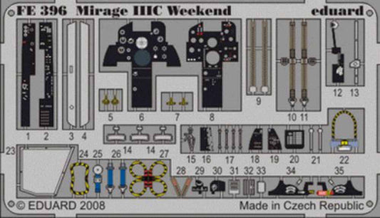 Eduard FE396 Etched Aircraft Detailling Set 1:48 Dassault Mirage IIIC Weekend Pr