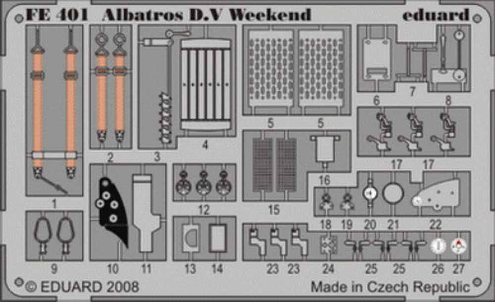 Eduard FE401 Etched Aircraft Detailling Set 1:48 Albatros D.V Weekend Pre-painte
