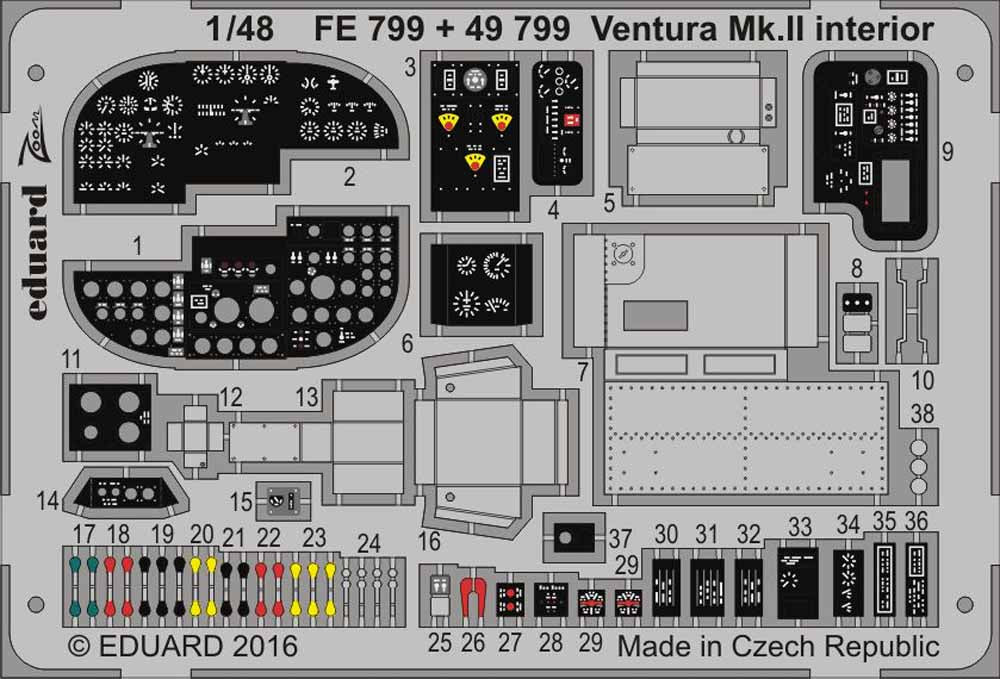 Eduard FE799 Etched Aircraft Detailling Set 1:48 Lockheed Ventura Mk.II