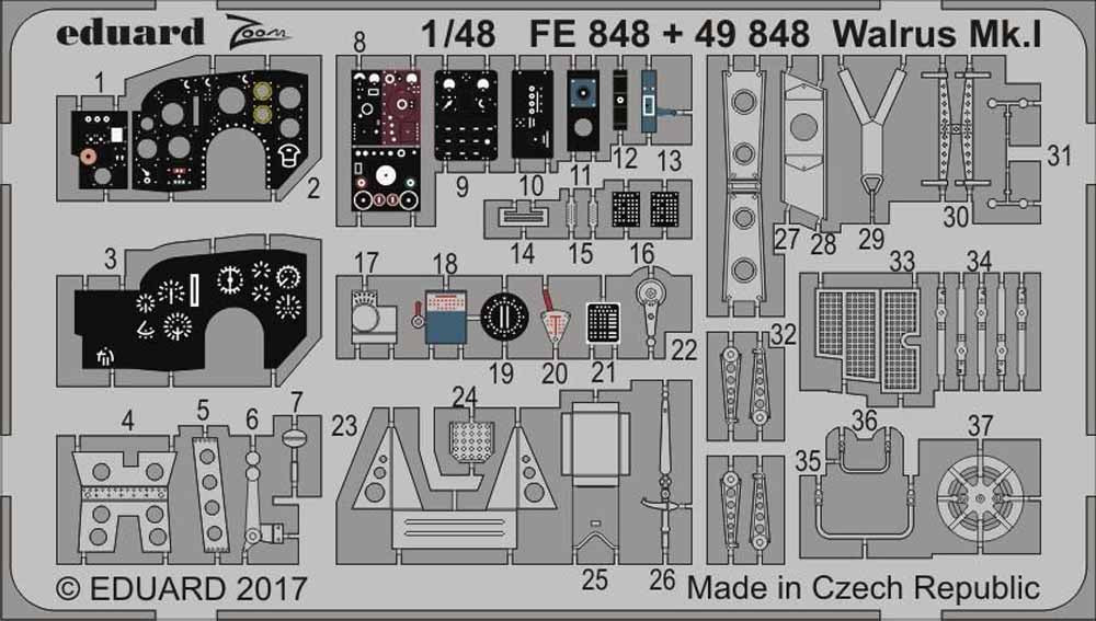 Eduard FE848 Etched Aircraft Detailling Set 1:48 Supermarine Walrus Mk.I