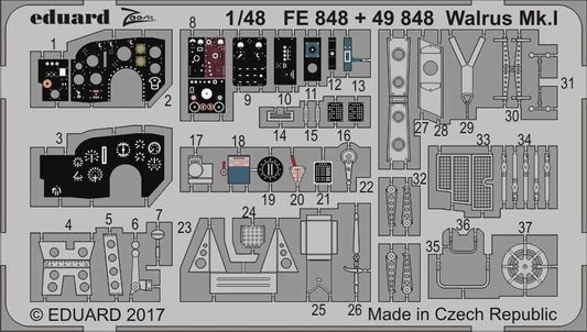 Eduard FE848 Etched Aircraft Detailling Set 1:48 Supermarine Walrus Mk.I