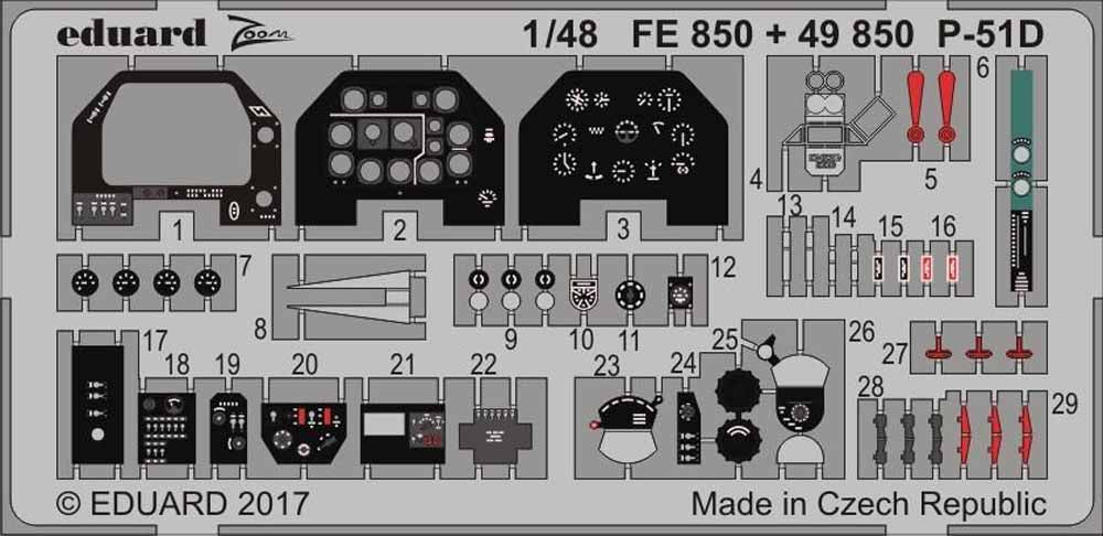 Eduard FE850 Etched Aircraft Detailling Set 1:48 North-American P-51D Mustang