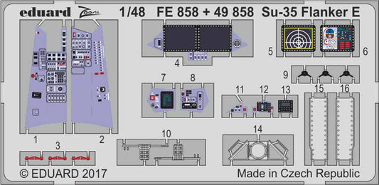 Eduard FE858 Etched Aircraft Detailling Set 1:48 Sukhoi Su-35 Flanker E