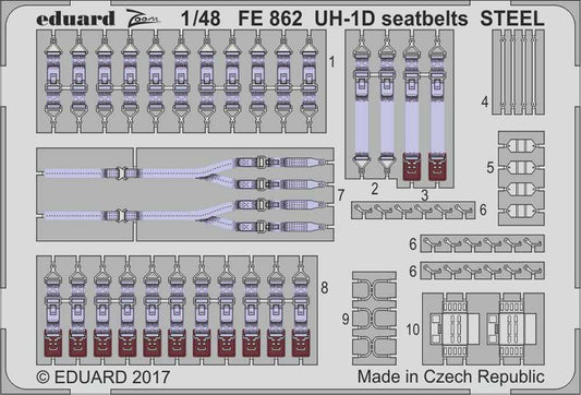 Eduard FE862 Etched Aircraft Detailling Set 1:48 Bell UH-1D seatbelts Steel