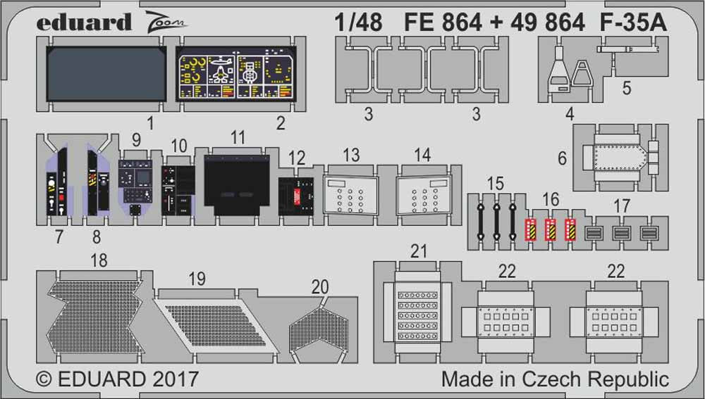 Eduard FE864 Etched Aircraft Detailling Set 1:48 Lockheed-Martin F-35A Lightning
