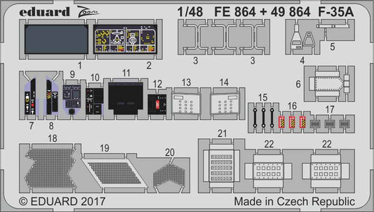 Eduard FE864 Etched Aircraft Detailling Set 1:48 Lockheed-Martin F-35A Lightning