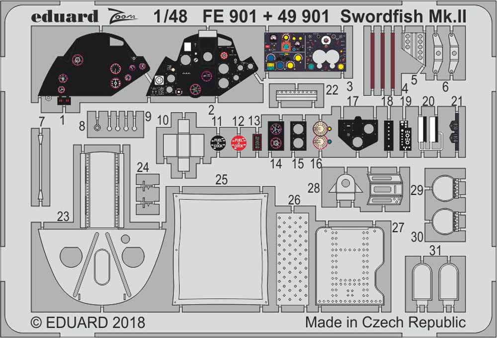 Eduard FE901 Etched Aircraft Detailling Set 1:48 Fairey Swordfish Mk.II