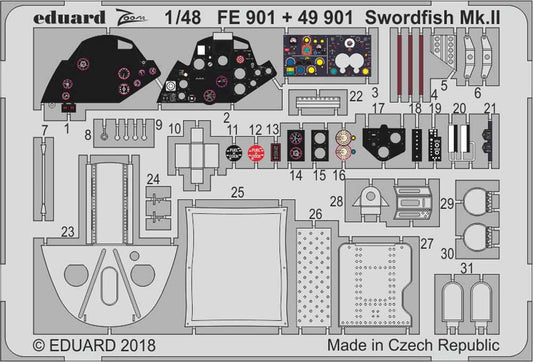Eduard FE901 Etched Aircraft Detailling Set 1:48 Fairey Swordfish Mk.II